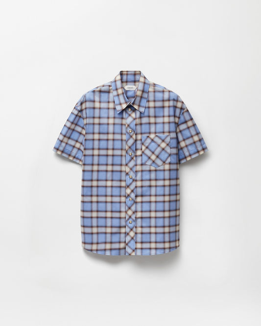 Premium Sky Blue Plaid Check Cotton Half Sleeve Casual Shirt for Men | Soft Breathable Button Down Regular Fit Classic Checked Summer Office Everyday Wear Shirt