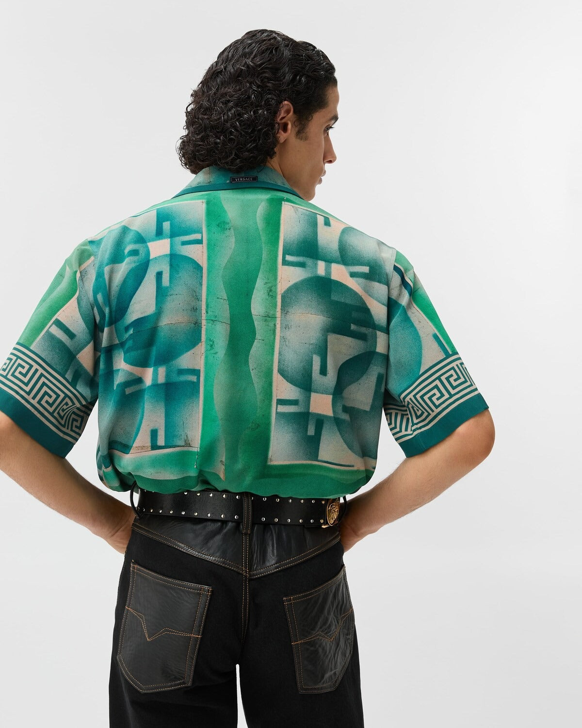 Luxury Green Geometric Abstract Print Premium Cuban Collar Half Sleeve Casual Shirt for Men | Soft Breathable Summer Vacation Beach Resort Button Down Fashion Shirt